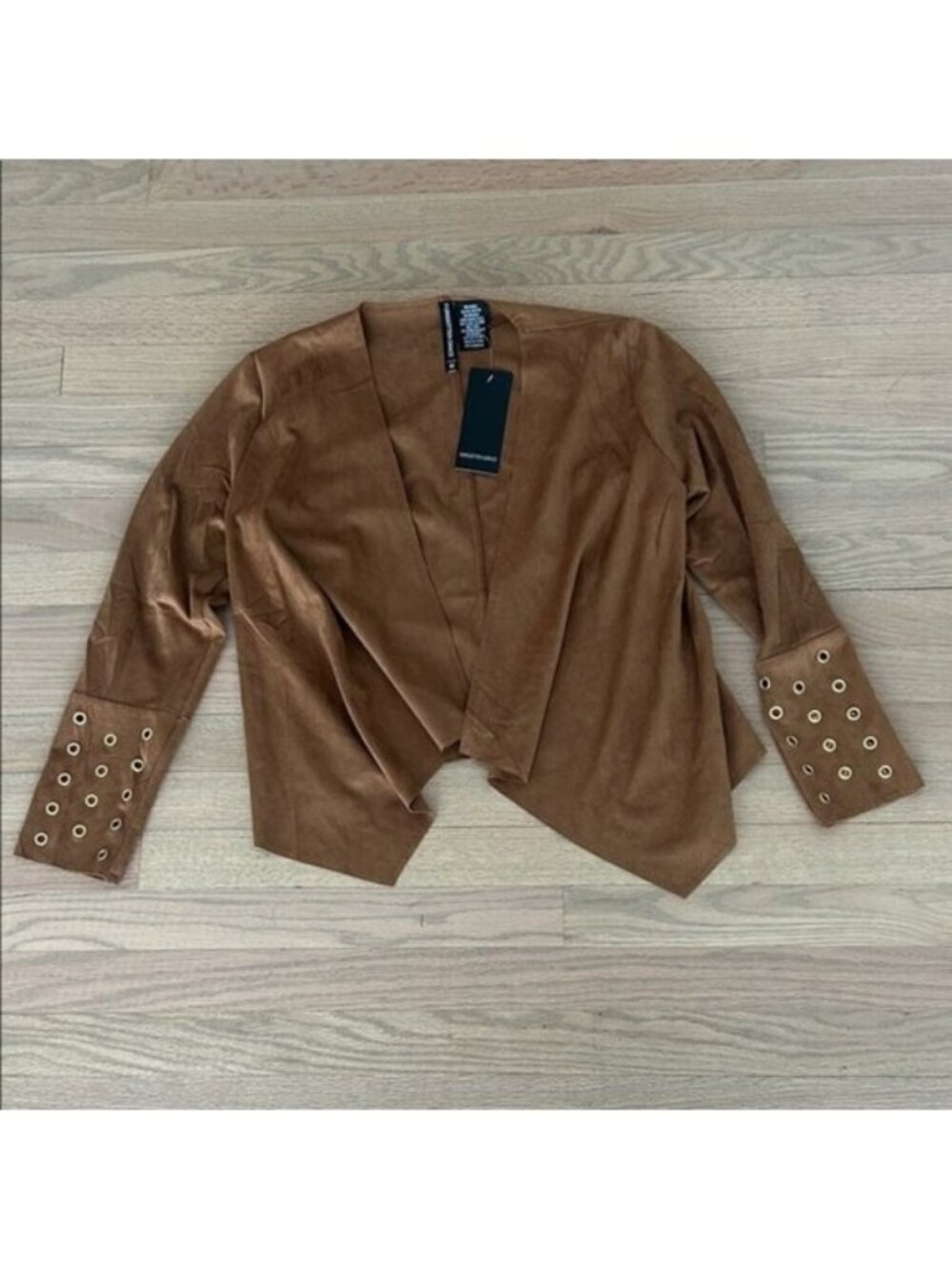 Elegant Brown Women's Blazer with Gold Eyelets